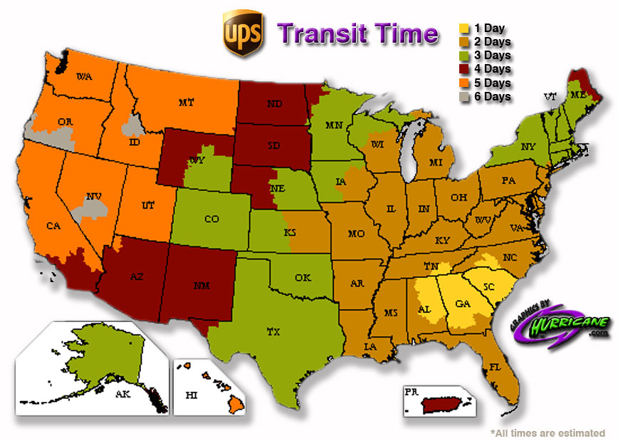 UPS Ground Shipping Times Graphics by Hurricane